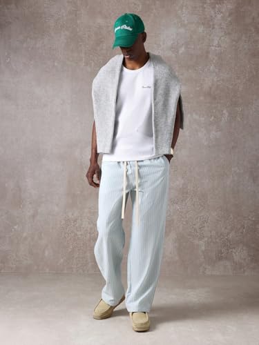 ZAFUL Mens Wide Leg Casual Pants Drawstring Color Block Striped Relaxed Fit Skater Trousers with Pockets2