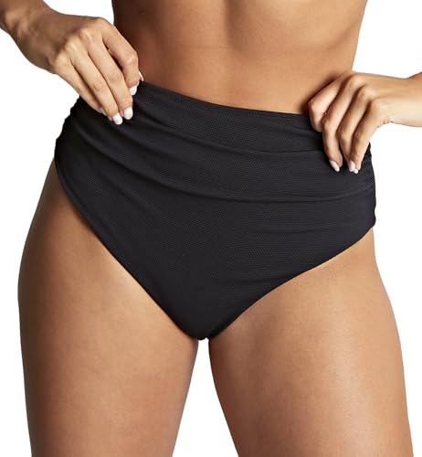 Panache Women’s Spirit High Waist Brazilian Bikini Bottoms – Cheeky Coverage, Gathered Detail