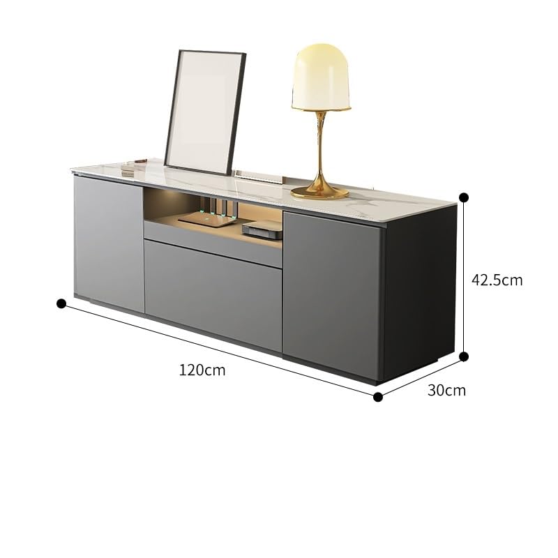 Mueble De TV Mueble de TV con losa de roca, moderno, pequeño, for apartamento, sala de estar, plataforma, ligero, Almacenamiento Simple de lujo Consolas De TV Para Sala De Estar(120x30x42.5cm)