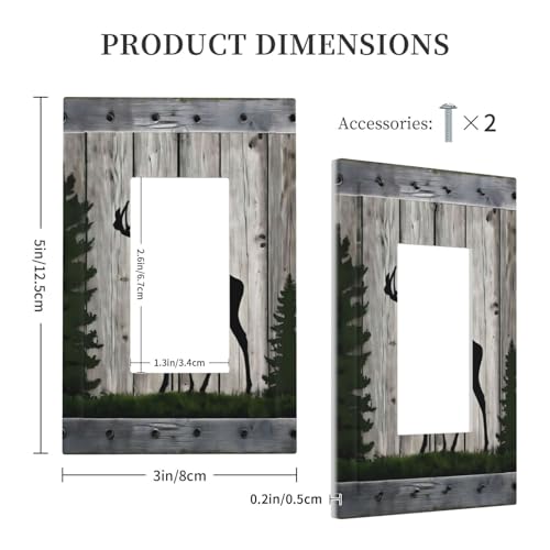 Decorative Outlet Covers Rustic Deer Elk Forest Grey Wood Board 1 Gang Single Decora Gfci Device Light Switch Covers Plate 1 Rocker Wall Plate Jumbo Faceplate