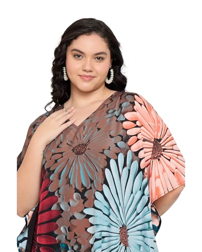 Image of Gypsie Blu Women Plus Size Kaftan Dress Beach Cover Up Maxi Dresses for Women, V-Neck Kimono Sleeve 1X-3X