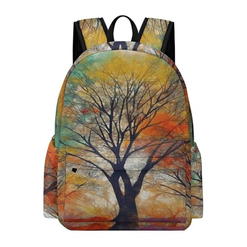 Colorful Life Trees Printed Backpack Water-Resistant Pack Stylish Bag Lightweight Travel Backpack