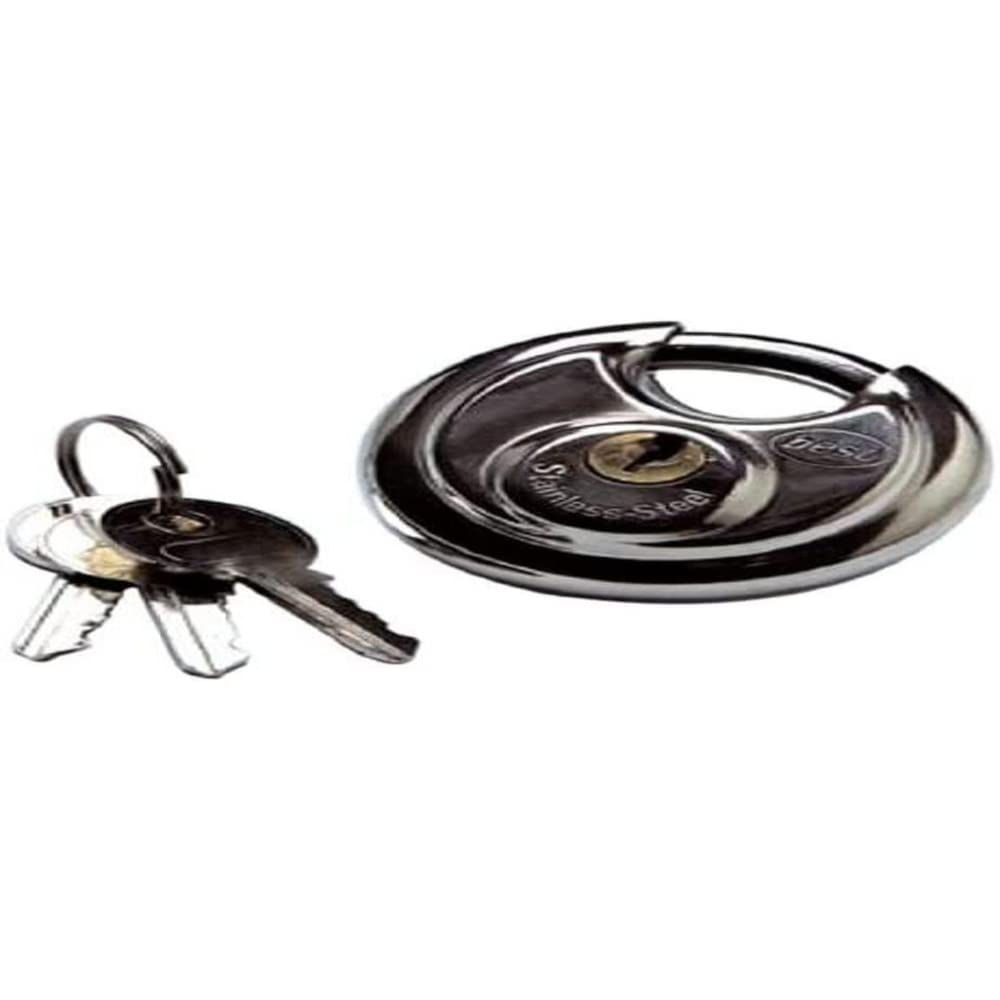Merriway BH00500 Padlock Discus S/Steel 70mm-1 Pcs, Chrome