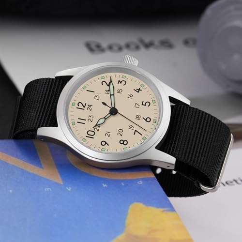 Image of Militado ML05 38mm VH31 Quartz Watch - Domed Sapphire Crystal Field Watch C3 Super Luminous Retro Sweep Wrist Watch for Men 100M Waterproof