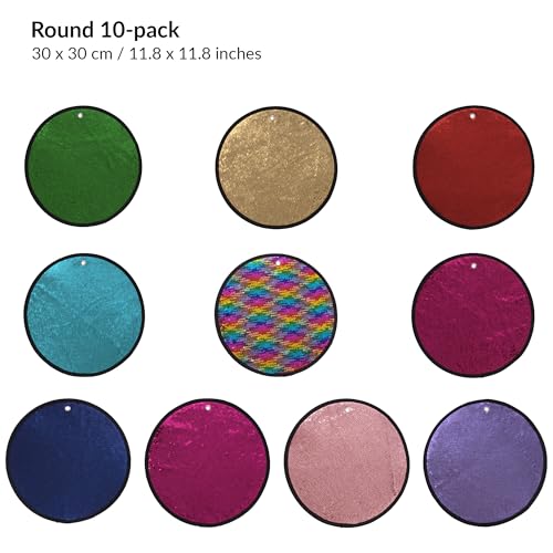 Image of ODOXIA Sequin Fabric Mats | Sequin Fabric Sensory Wall | Reversible Sensory Tiles for Kids | Flip Wall | 10-Pack (Rectangles)