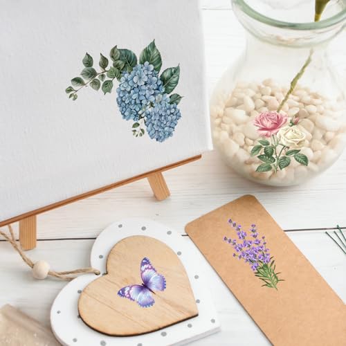 WANDIC 3 Sheets Rub On Transfer Sticker, Butterfly Floral Stickers for DIY Scrapbooking Photo Albums furniture,5.9 * 11.8in - Image 4