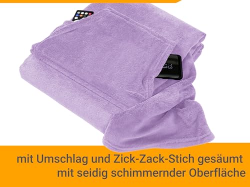 Couverture pull plaid Npluseins lilas 130x180cm avec manches et poche - 5