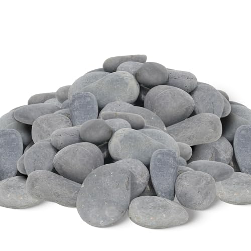 Quibbay 45 LB Mexican Beach Pebbles, 2-3 Inch Natural River Rocks, Premium Pebbles for Garden and Landscape Design, Decorative Stones for Fish Tank Flower Pots Water Fountains Pathways Backyard, Grey