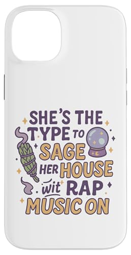 Elle est du genre à mettre sa maison en scène avec de la musique rap sur Witchy Coque pour iPhone 14 Plus