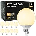 TJOY G25 LED Globe Light Bulbs, Vanity Light Bulb for Bathroom 40W Equivalent, 2700K Soft Warm White E26 Base, Round Decorative Bulb for Vanity Makeup Mirror, CRI85+, 450LM, Non-Dimmable, UL, 8 Pack
