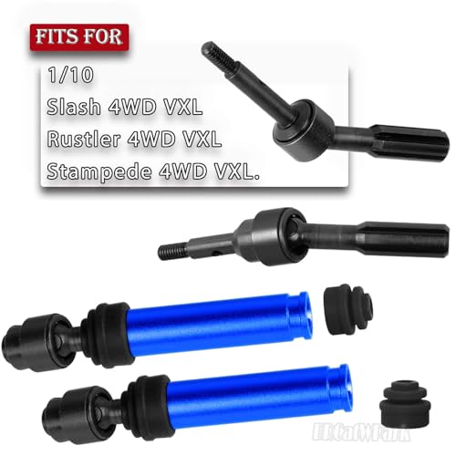 BRCatWPark Drive Shaft Axles Upgrades Part for 1/10 Slash 4X4 VXL/Rustler 4X4 VXL/Stampede 4WD VXL,RC Steel #45 Front & Rear 4Pcs Driveshafts CVD w/Hex Hops Up,Navy Blue
