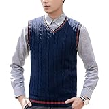 [Ｋａｙｉｙａｓｕ] ニットベスト メンズ ベスト Vネック セーター 薄手 洗える 無地 大きいサイズ 薄手 ケーブル 編み アウトドア ビジネス カジュアル 紳士 通勤 通学 学生 春 秋 冬 S-4XL(4XL ネイビー)