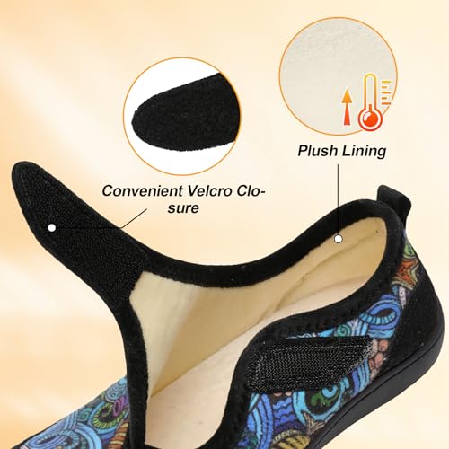 Image of LeIsfIt Womens Slippers Wide Diabetic Shoes Adjustable Arthritis Edema House Shoes Indoor Outdoor Slippers