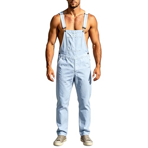 Peto mono de trabajo holgado para hombre soluciona la comodidad con bolsillos