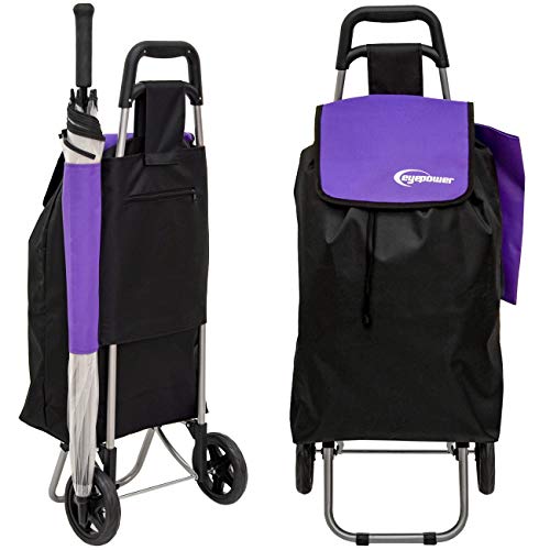 EYEPOWER 48L Einkaufstrolley Faltbarer Einkaufsroller 94x37x30 cm Trolley Lila – Bild 3