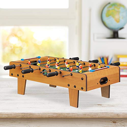 Relaxdays 10022517 Tischkicker, Tischfussball Kinder und Erwachsene, Fußball Tischspiel, Holz-Optik, B x T 69 x 37 cm, grün-braun – Bild 3