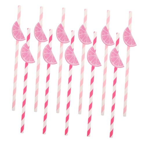 30 pitillos desechables de papel con diseño naranja y rosa miniatura 1