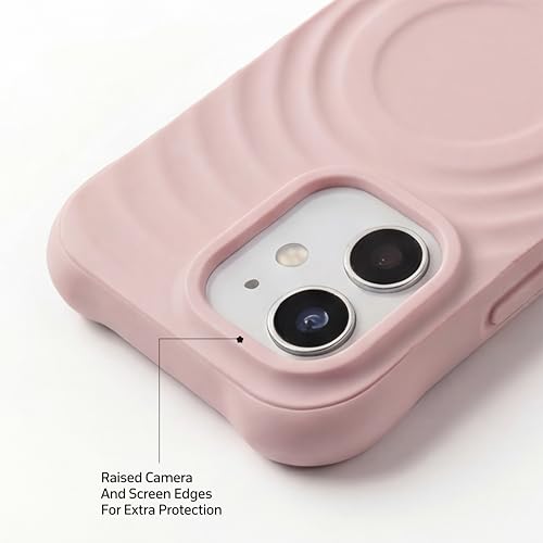 Image of amazon basics Shockproof Case for iPhone 12 | Ripple Pattern | Camera Protection | Protective Cover with Enhanced Grip & Wireless Charging Support - Baby Pink