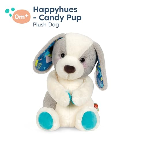 Image of B. toys Dog Stuffed Animal, Happyhues Candy Pup, Washable, White & Grey Dog