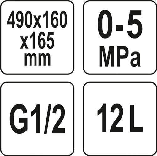 YATO Profi XXL Handpumpe für Drucktest, max. Druck 5 MPa (50 bar), 12 Liter, ideal für Solar Heizung Rohre, Hand Prüfpumpe Druck Prüf Pumpe Befüll PUM, Schwarz