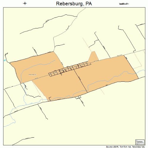 Large Street & Road Map of Rebersburg, Pennsylvania PA Printed poster