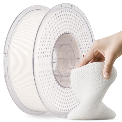 Image of AMOLEN 75A TPU 3D Printer Filament 1.75mm, Extra-Soft & Highly Flexible TPU, Cushioning for Insoles, Wearables, Flexible Lattices, Protective Pads & Soft Parts, White 1kg
