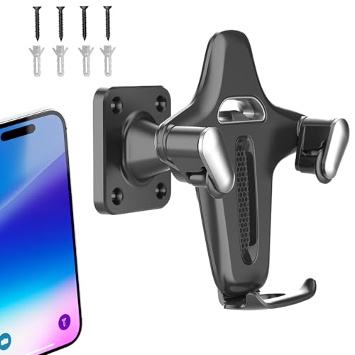Image of Wall-Mounted Mobile Phone Holder - Silver ABS Drill Installation, Universal Smartphone Stand For Cement And Wood, Kitchen And Shower Room Bracket | Anti-Slip Strong Hold, Bathroom, Home For Viewing