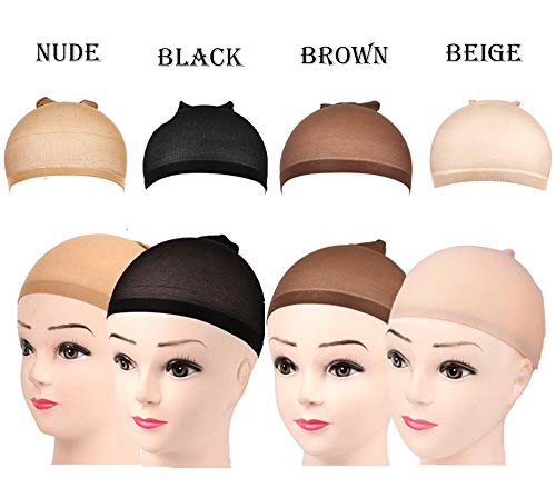 Bamutu 12 Pack Wig Caps Nylon Stocking Wig Caps Stretchy Breathable Wig Cap for Women and Man (6 Pack Black+6 Pack Nude) - Thumbnail 2