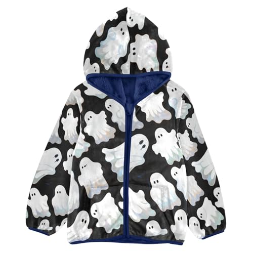 Ghostly Figures on Dark Background Toddler Fleece Jacket Girl Boys Hooded Fleece Jacket Coat Warm