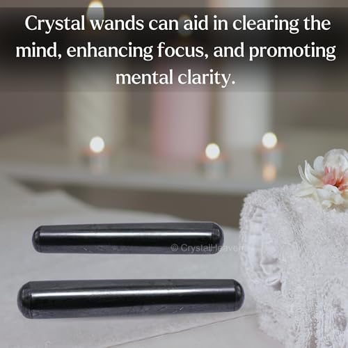 Image of Shungite Crystal Wand - Smooth Crystal Wand for Energy Healing, Chakra Balancing, Meditation and Home Decor - Crystals and Healing Stones for Gift