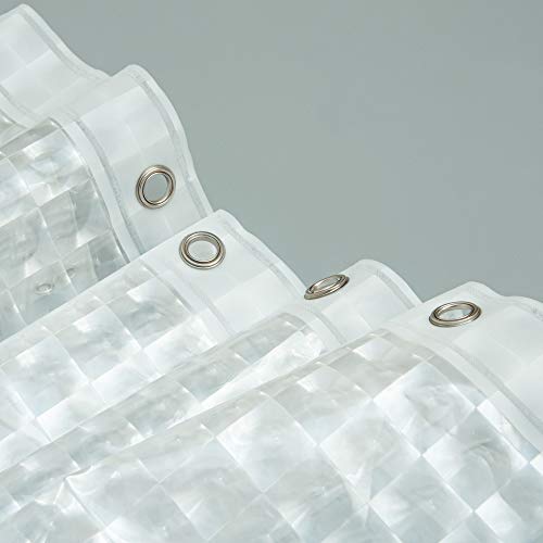 Image of NTBAY EVA Clear Shower Curtain with Checkered, Water-Repellent Liner with 3 Magnets for Bathroom, 72x72 Inches