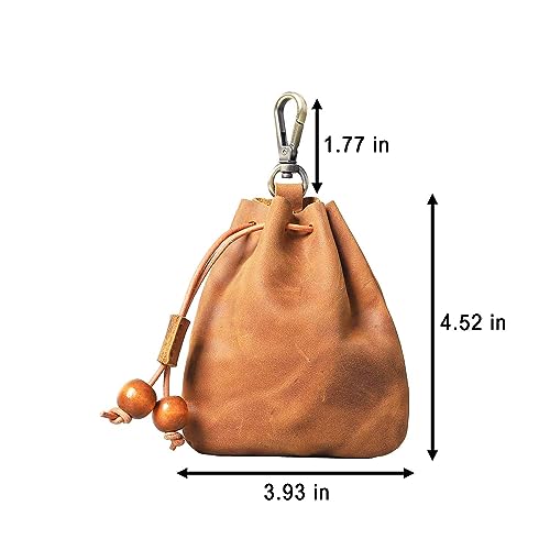 1Pcs Leather Vintage Drawstring Coin Purse,Retro Nordic Portable Coin Purse Medieval Belt Pouch Mini Pouch Coin Organizer Drawstring Small Hanging Bag Key Bag for Men and Women (Brown)2