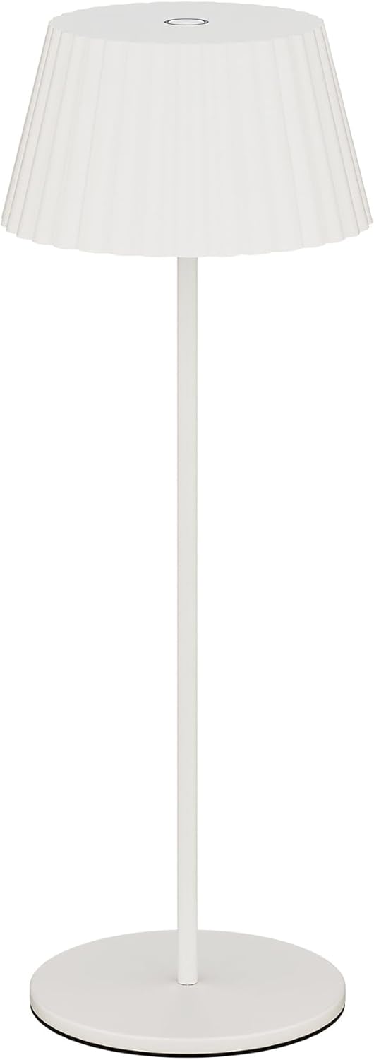 WAC Lighting Pleat 14.75in LED Cordless USB-C Re-Chargeable Table Lamp with Pleated Shade 3-CCT 2200-2700-3000K Selectable 2,000maH Battery in Black