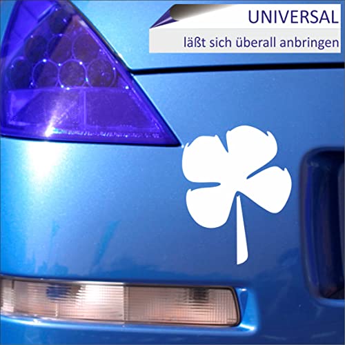 Indigos Ug Car Sticker - Bumper - Decal - Jdm - Die Cut - Four 4 Leaf Clover - Irish - Auto, Truck, Notebook, Laptop - Vinyl Tuning - White - 114Mmx139Mm #TOP1