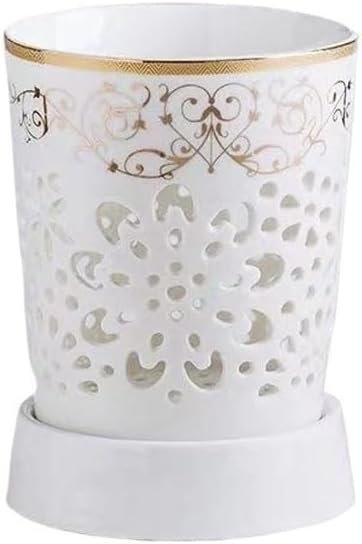 GLigeT Utensil Caddy Large Kitchen Utensil Holder for Countertop, Hollow Out Ceramic Utensil Caddy Organizer, Utensil Crock Silverware Holder with Drain Tray Utensil Holder (Color : White-02)