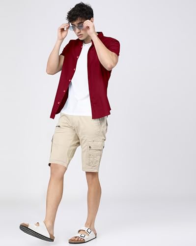 Image of BRUCEWANE Men's 100% Cotton Half Sleeve Shirt