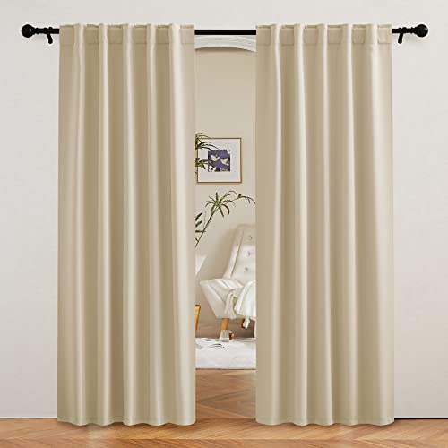 Image of RYB HOME Blackout Curtains for Living Room, Privacy Thermal Insulating Window Treatment Drapes for Bedroom Dining Home Office Basement, W 42 x L 84 inches, Biscotti Beige, 2 Panels