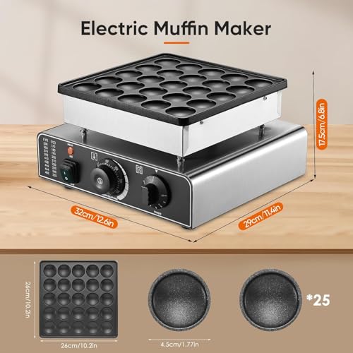 Image of Blend Art Mini Pancake Maker Machine | Electric Commercial Pancake Maker | Nonstick Adjustable Heat | 25 Mini Pancakes at Once | Perfect for Breakfast & Desserts | Home & Restaurant Use | 950W Power