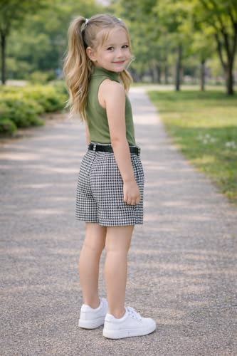 Image of Girl's Solid Cotton Blend Style Top and Shorts Set