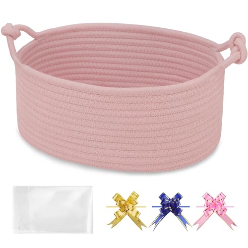 Image of Small Empty Gift Basket with Bag & Ribbons, Dusty Pink