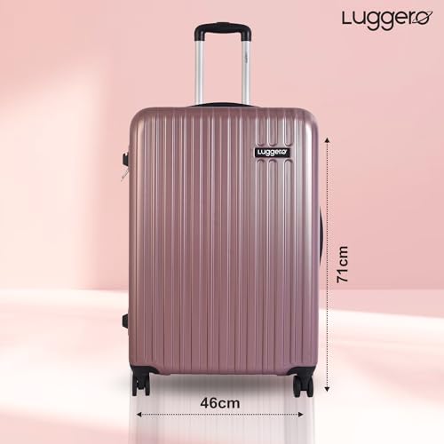 Image of Luggero- Classic Light-Weight & Durable Polycarbonate Rose Gold Unisex Hard Luggage| Large - 71cm|8 Smooth Spinner TPV Wheels Outer Combi Lock | Trolley Bag