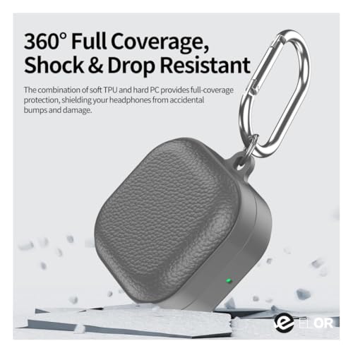 Image of ELOR Suede Leather Texture Case Cover Compatible with Samsung Galaxy Buds 4 | 4 Pro (Earbuds Not Included) (Grey)