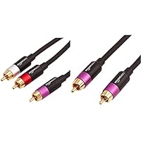 Amazon Basics Cinch-Audiokabel, 1 x Cinch-Stecker auf 2 x Cinch-Stecker, 1,2 m &amp; PBH-19088 Subwoofer-Kabel, 2,4 m