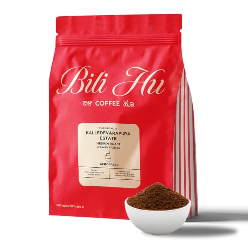 Image of Bili Hu Coffee, Aeropress Coffee Powder Kalledevarapura Estate, Arabica Blend, Medium Roast, (Pack of 1, 250 gms)