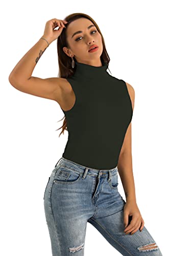 Image of Spicy Sandia Women Stretchable Turtleneck Knit Sleeveless Slim Fit Sweater