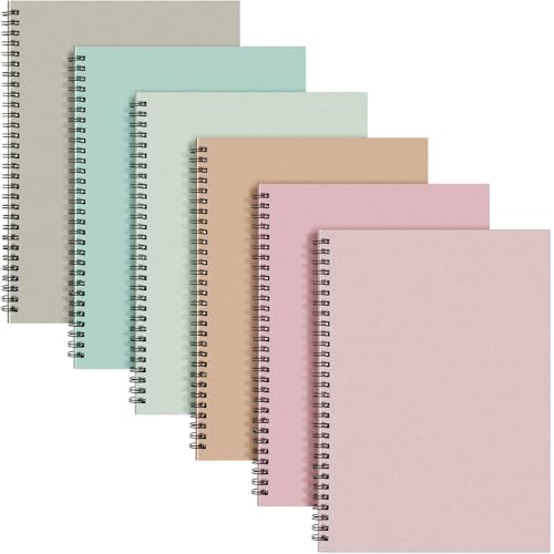 Fuutreo 6 Pack Spiral Notebooks 10.5 x 7.45 Inch College