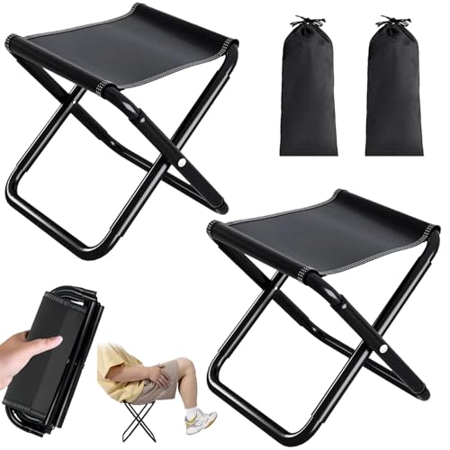 GOUYENG Tragbarer Klapphocker 2 Stück Camping Hocker 30cm Gartenhocker Campinghocker Klappstuhl Leicht Sitz Falthocker Mini-Klapphocker mit Aufbewahrungsbeutel für Camping Garten Terrasse Balkon
