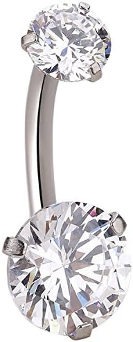 Musesland 14g Belly Button Rings 316L Surgical Steel Piercing Body Jewelry Navel Ring Cubic Zirconia Clear