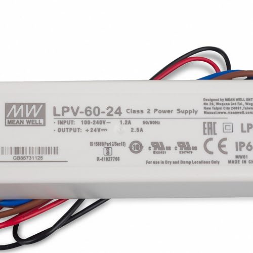 Mean Well LPV-60 24 LED Netzteil Trafo 24V/2.5A/60W IP67 LED Trafo für LED Beleuchtung