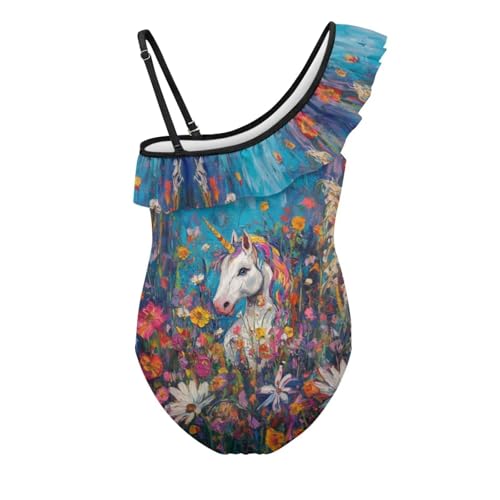 Image of Girls One Piece Swimsuits Size 3-14 Trendy Ruffle Bathing Suit Casual Hawaiian Summer Beach Swimwear